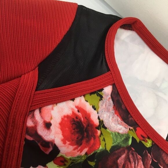 Material Girl Mesh Inset Fit & Flare Dress (G6) - Picture 7 of 8